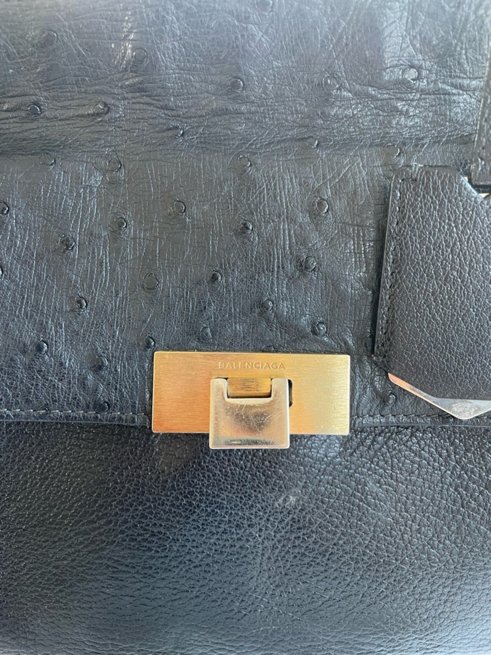 Balenciaga Le Dix Zip Cartable Top Handle Bag Leather and Ostrich - Picture 3 of 6